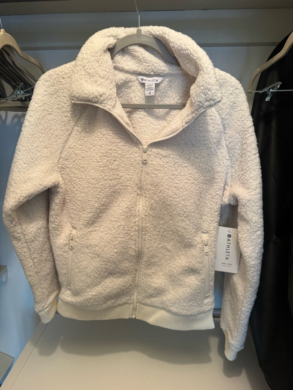 Athleta Ivory Sherpa Zip-Up Jacket
